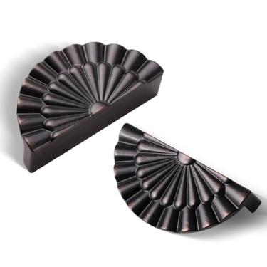 Imagem de Yagman Puxadores de armário de bronze polido a óleo, pacote com 10, puxadores modernos de gaveta de 7,6 cm, armário de cozinha, meia lua, cômoda de banheiro, puxador de girassol SH-ORB76-10