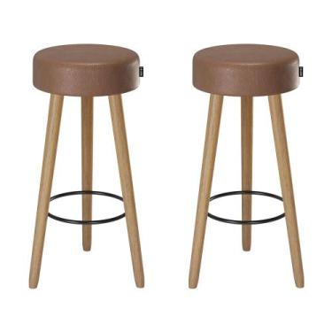 Imagem de Kit 2 Banquetas Altas Londres material sintético Marrom - Loja Sheep