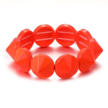 Imagem de Xanight Pulseira elástica Conus Spikes, pulseira elástica de festa hip hop, joias punk de metal para mulheres, pulseiras modernas estilo boho 19 mm, discos de liga metálica, cores neon, Medium, Zinco