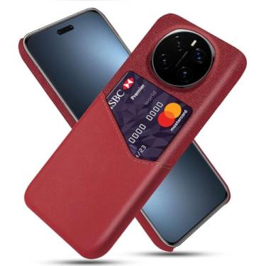 Imagem de Capa para Honor Magic7 PRO,Anti-deslizamento,Proteção contra quedas de 360°,Resistência à impressão digital,Tela e caso de couro PU com 1 slot de cartão atrás-Red