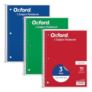 Imagem de Cadernos Oxford, 1 matéria, 70 páginas, cores variadas, 20,3 x 26,7 cm, pacote com 3