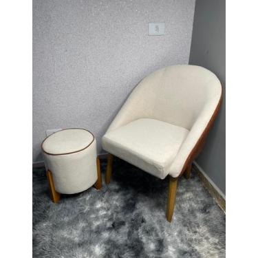 Imagem de Poltrona Lua material sintético Caramelo Bouclê - Leo Decor, Off White