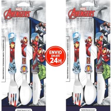 Imagem de Kit Com 2 Talher Infantil Carros Inox Simonaggio Disney Garfo e Faca, 