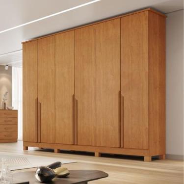 Imagem de Guarda Roupa Casal 6 Portas com Pés em MDF Bianca Bianchi, Nature