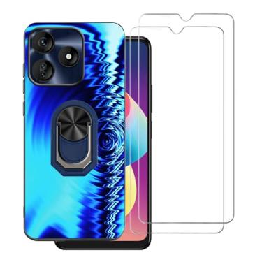 Imagem de DAMONDY Capa para celular BLU G64L com 2 protetores de tela, suporte de anel com design de padrão de onda fino para mulheres e meninas, capa protetora de corpo inteiro TPU macio à prova de choque