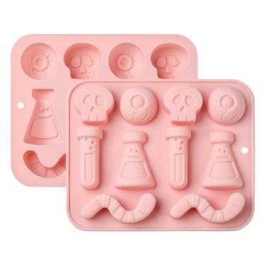 Imagem de UR URLIFEHALL 2 ferramentas de experimento moldes de silicone moldes de chocolate em forma de tubo de teste de olho de crânio para decoração de bolo de geleia de doces fondant