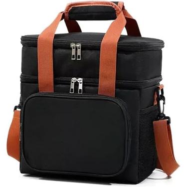 Imagem de Bolsa Térmica Grande Espaçosa Dois Compartimentos Lancheira Para Marmita, Passeio, Escola, Faculdade, Trabalho Bolsa Para Marmita (Preto)