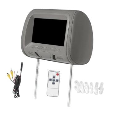 Imagem de predolo de encosto de cabeça de carro com tela de 7 polegadas, display AV DC12V, acessórios pretos, tela LCD para banco traseiro, Cinza Sem Zíper
