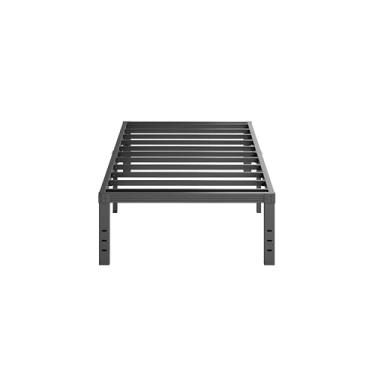 Imagem de Furnitui Estrutura de cama de solteiro de plataforma alta de 40,6 cm, estrutura de cama de solteiro de metal, sem necessidade de mola box, fácil montagem, sem ruído, resistente, preta