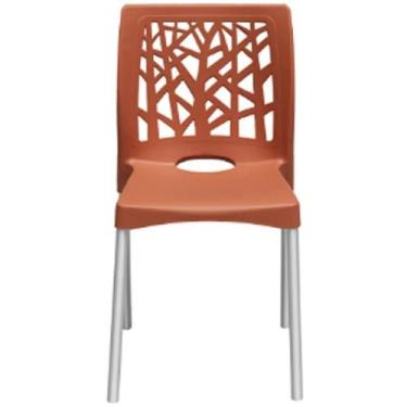 Imagem de Cadeira Nature com Pés de Alumínio Forte Plástico Cor Terracota - Estr