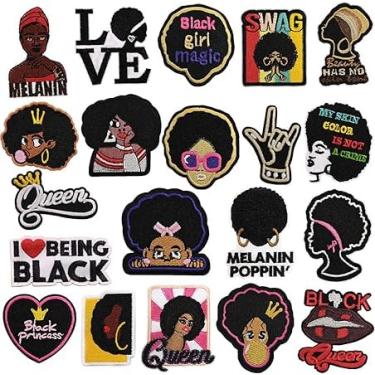 Imagem de 20 peças de apliques bordados para meninas negras afro queen Magic para conserto de roupas, decoração faça você mesmo em chapéus, jeans, mochilas, jaquetas