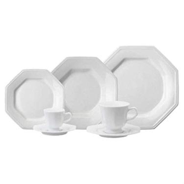 Imagem de Serviço de Jantar Chá Café 42 peças em Porcelana. Modelo Octogonal Prisma. Branca. Fabricado pela Schmidt.