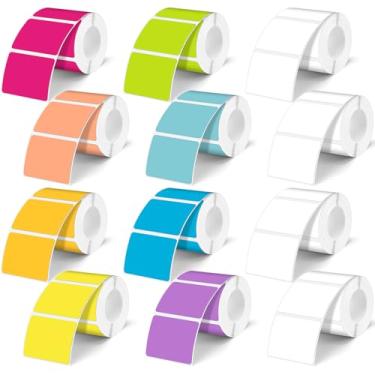 Imagem de Ctosree 12 rolos de etiquetas de impressora de papel térmico à prova d'água adesivos de etiquetas térmicas compatíveis com impressora Phomemo M110 M221 M220 M120 M200 M110s (cores arco-íris, 3,8 x 3,5