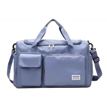 Imagem de Lzyjckh Bolsa de Viagem, Bolsas Esportiva para Academia para Mulheres e Homens, Bolsa Leve para o Fim de Semana com Compartimento para Sapatos, para o Fim de Semana, Esportes, Viagem,Blue