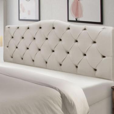 Imagem de Cabeceira Cama Box King Size Estofada Madeira Veneza - D'Julia, Bege