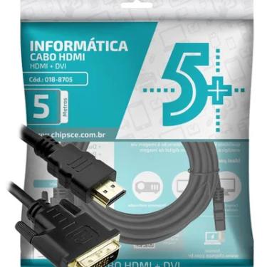Imagem de Cabo Conversor HDMI Macho X DVI-D 24+1 Macho, 5 Metros (Dvi-d M X Hdmi M)