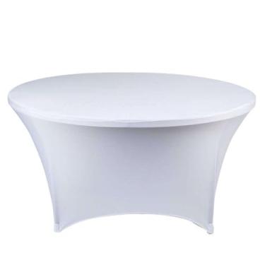 Imagem de Toalha de mesa de elastano para decoração de casamento, capa redonda, hotel, banquete, festa, sala de reunião, comemoração de feriado, branca, 1,52 m, redonda