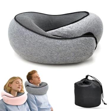 Imagem de Travesseiros de pescoço de viagem para aviões 2025 novo travesseiro de viagem travesseiro de viagem travesseiro de espuma viscoelástica de avião para escritórios e carros (cinza escuro)