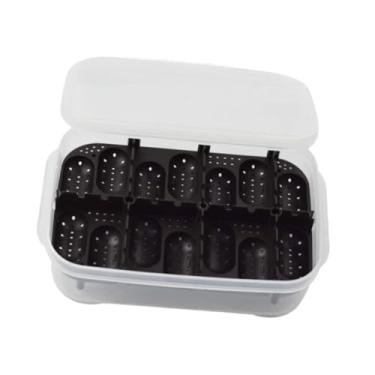 Imagem de KiBcsLic Caixa de criação de répteis, incubadora de ovos, recipiente com 14 grades, suprimentos para criação, estojo para incubatório para leões, lagartixas, Preto