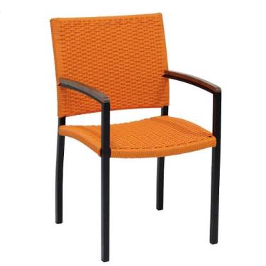 Imagem de Cadeira Poltrona em Alumínio e Corda Náutica Modelo Acelga Cor Laranja
