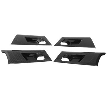 Imagem de A ABSOPRO Acabamento de tampa de tigela de maçaneta interna para Mitsubishi Outlander 2022-2025 Maçaneta interna acabamento de moldura de fibra de carbono preto ABS 4 peças