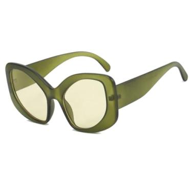 Imagem de Óculos de sol estilo gatinho feminino, luxuoso, vintage, punk, masculino, armação grande, retrô, UV400 (chá verde)
