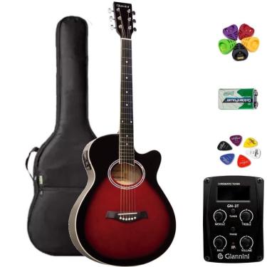 Imagem de Violão Giannini Mini-Jumbo Gsf1D Brown Red Burst + Kit9I