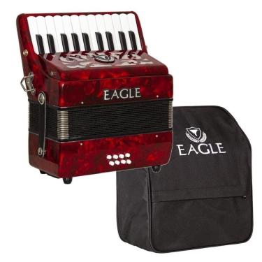 Imagem de Acordeon Eagle Ega8B Vermelho 8 Baixos 22 Teclas Capa Bag