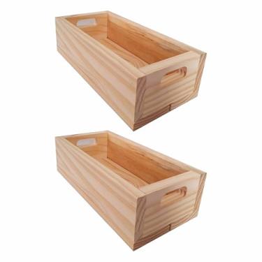 Imagem de Kit 2 Caixotes de Feira Decorativo em Madeira Pinus 30cm Cor:NATURAL;Tamanho:30X14,5X9 CM