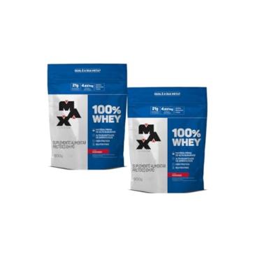 Imagem de Kit 02 Whey 100% Concentrado Max Titanium Refil 900g (900g, Morango)