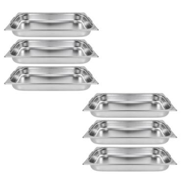 Imagem de Kit Seis Cubas Gastronomica Padrão Gn 1/1 65mm Inox Com Alça Weck