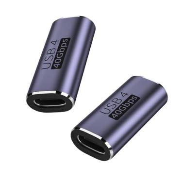 Imagem de POHFP [240W/40Gb] Adaptador USB C fêmea para fêmea, extensor adaptador fêmea tipo C compatível com Thunderbolt 4/3, suporta carregamento de até 240W, transferência de dados de 40 Gbps e vídeo 8K a