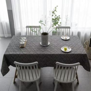 Imagem de Toalha de mesa quadrada de centro para sala de estar, toalha de mesa de café, xadrez, com bolsos, tecido lavável, toalha de mesa impermeável para cozinha, decoração de casa de inauguração de casa