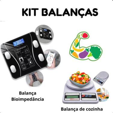 Imagem de Kit Balança Banheiro 180kg + Balança Cozinha Digital 10kg Original - A