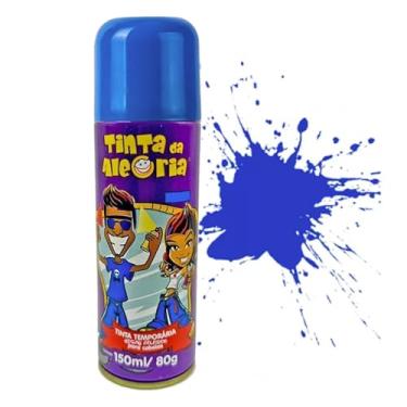 Imagem de Tinta para Cabelos Spray da Alegria 150 ml + Giz Colorido Tintura Temporária 6 Cores Sortidas = 7 Produtos (Azul, 150 ML)
