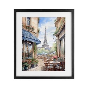 Imagem de Stupell Industries Impressão emoldurada preta sob vidro da Torre Eiffel vista da cidade por LSR Creative Studio, 53 x 43 cm