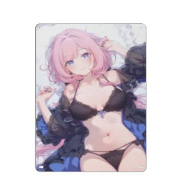 Imagem de Anime Sexy Bikini Hot Girl Pinup Girl Metal Tin Sign Wall Art Poster Decor for Home Bar Club Bedroom Bathroom Man Cave Otaku 30,5 x 40,6 cm, AN066