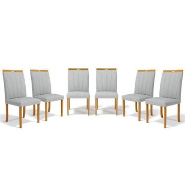 Imagem de Kit Com 6 Cadeiras Aurora Madeira Maciça Estofadas Para Mesa De Jantar