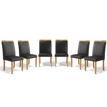 Imagem de Kit Com 6 Cadeiras Agnes Madeira Maciça Estofadas Para Mesa De Jantar 
