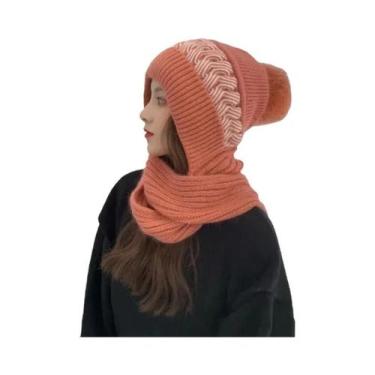 Imagem de Gorro De Lã Tricotado Espesso Para Mulheres Com Proteção Integrada Par