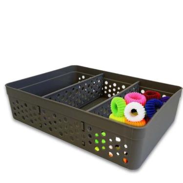 Imagem de Cesto Organizador Armário Gaveta 2 Divisórias GG Marrom - Usual Utilid