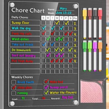 Imagem de Chore Chart YNGRUE acrílico magnético para crianças 20x30cm branco