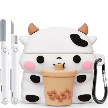 Imagem de Capa para AirPods 4 Skyconser Cute Cow com kit de limpeza