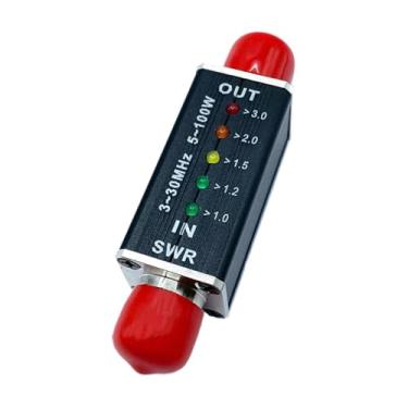 Imagem de MotiveTech Medidor de potência VSWR 3-30 MHz Easy Mini Digital 5 indicadores LED 100 W para testes de antena Teste de televisão Potência VSWR