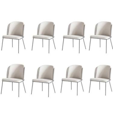 Imagem de Kit 8 Cadeiras Tay Para Sala De Jantar Ou área Gourmet-tecido-costas L