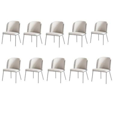 Imagem de Kit 10 Cadeiras Tay Para Sala De Jantar E Espaço Gourmet-costas Linho 