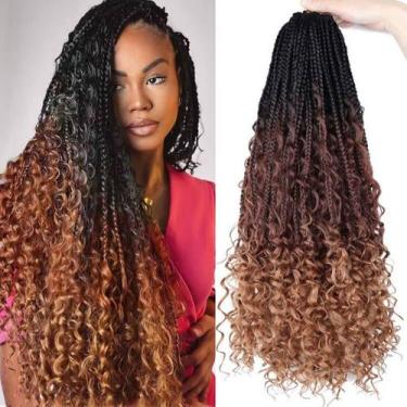 Imagem de Crochet Hair LYCSOU Bohemian Box Braids de 24 polegadas para mulheres