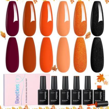 Imagem de Conjunto de esmaltes em gel Beetles Fall 6 cores: laranja, marrom, bor
