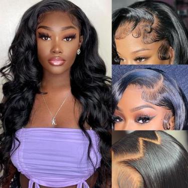 Imagem de Perucas frontais de renda KINNIS Body Wave 30cm Cabelo humano 200% de 