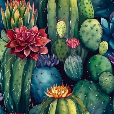 Imagem de Papel de parede de flor do deserto 45 cm x 300 cm papel de parede descascar e colar floral cacto plantas verdes papel de parede removível moderna casa sala de estar decoração de parede cozinha